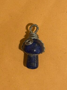 Handmade Wire-Wrapped Crystal Mushroom Pendant